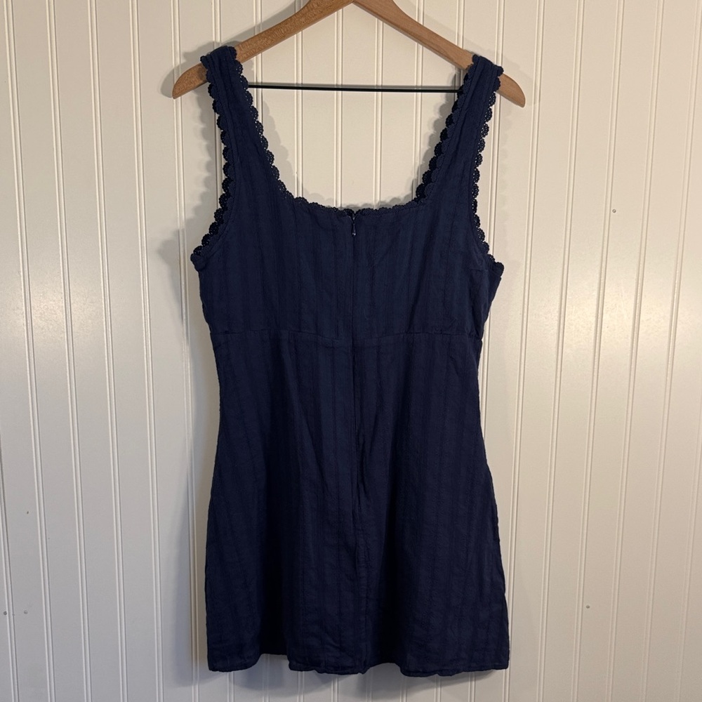 Princess Polly Dasha Mini Dress Navy Blue Lace Trim 100% Cotton Size 10 - Picture 8 of 14